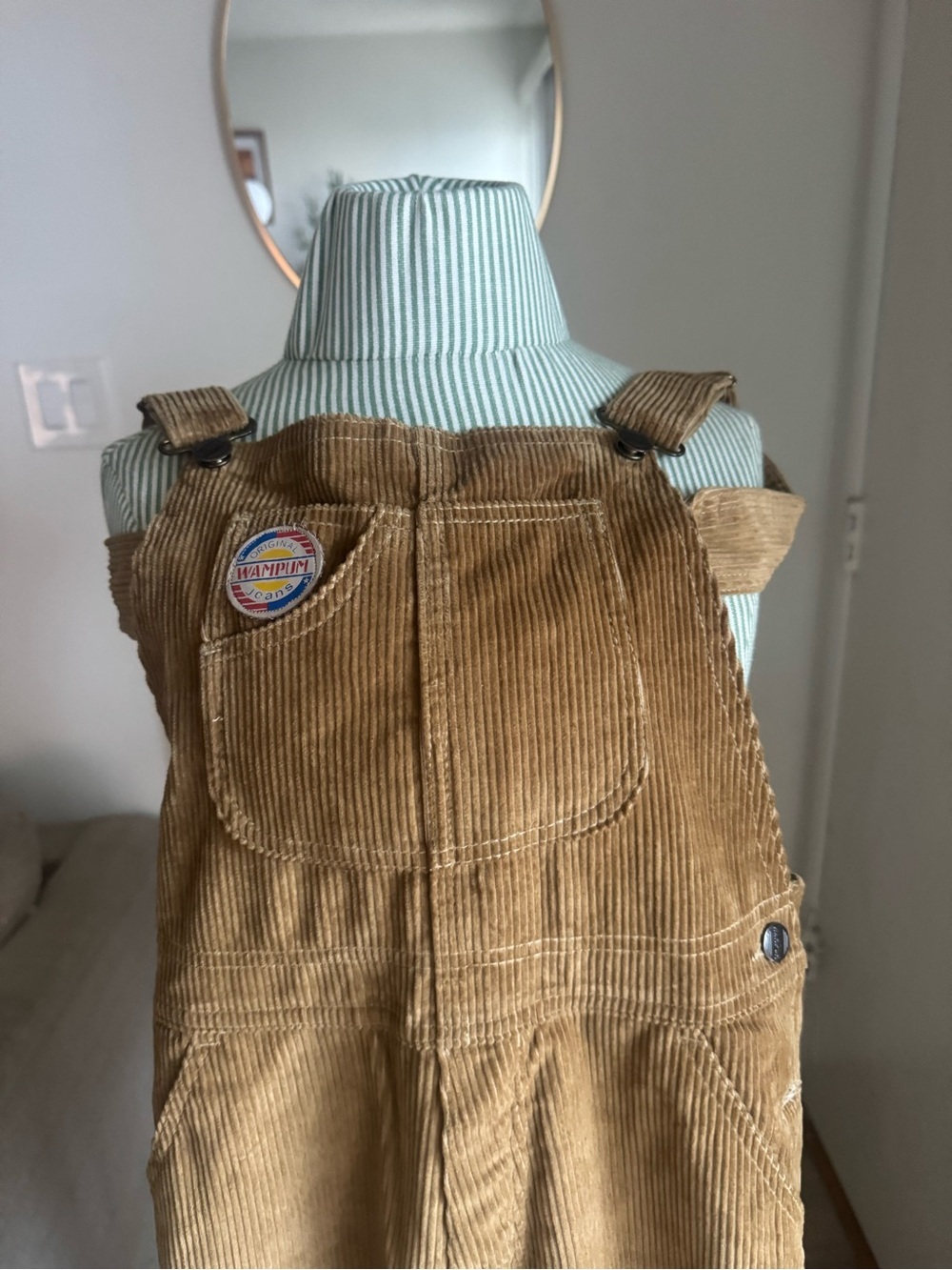 Vintage Wampum Tan Corduroy Overalls 28x36